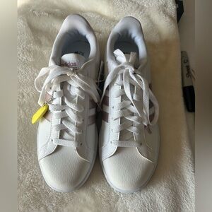 Adidas Women's White Sneakers with  gold Pink Stripes